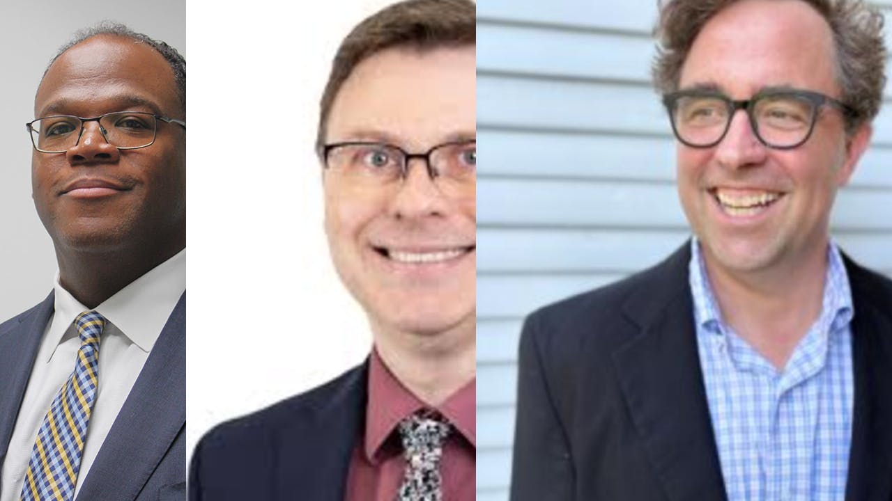 Jonathan Hunt (left), Tom Schamber (center) and Blythe Bailey (right).