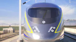 A rendering of a high-speed rail train.