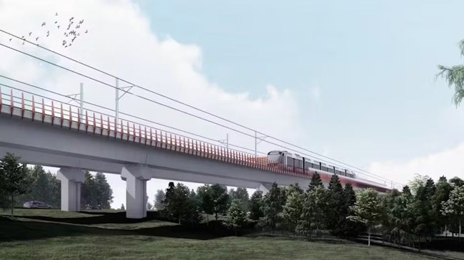 The image shows a rendering of the future elevated extension line.