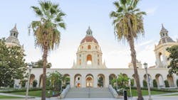 The photo displays Pasadena City Hall. The photo displays Pasadena City Hall.