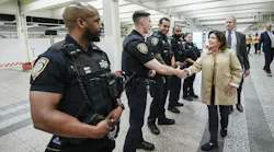 New York Governor Kathy Hochul joins MTA Chair and CEO Janno Lieber and MTA Chief Security Officer Michael Kemper at Grand Central-42 Street to announce a drop in subway crime over the summer on Sep 10, 2025.