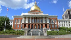 The image displays the Massachusetts state house. The image displays the Massachusetts state house.