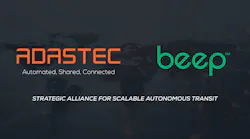 The image displays the companies logos with the heading 'strategic alliance for scalable autonomous transit.'