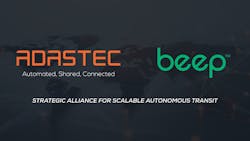 The image displays the companies logos with the heading 'strategic alliance for scalable autonomous transit.' The image displays the companies logos with the heading 'strategic alliance for scalable autonomous transit.'