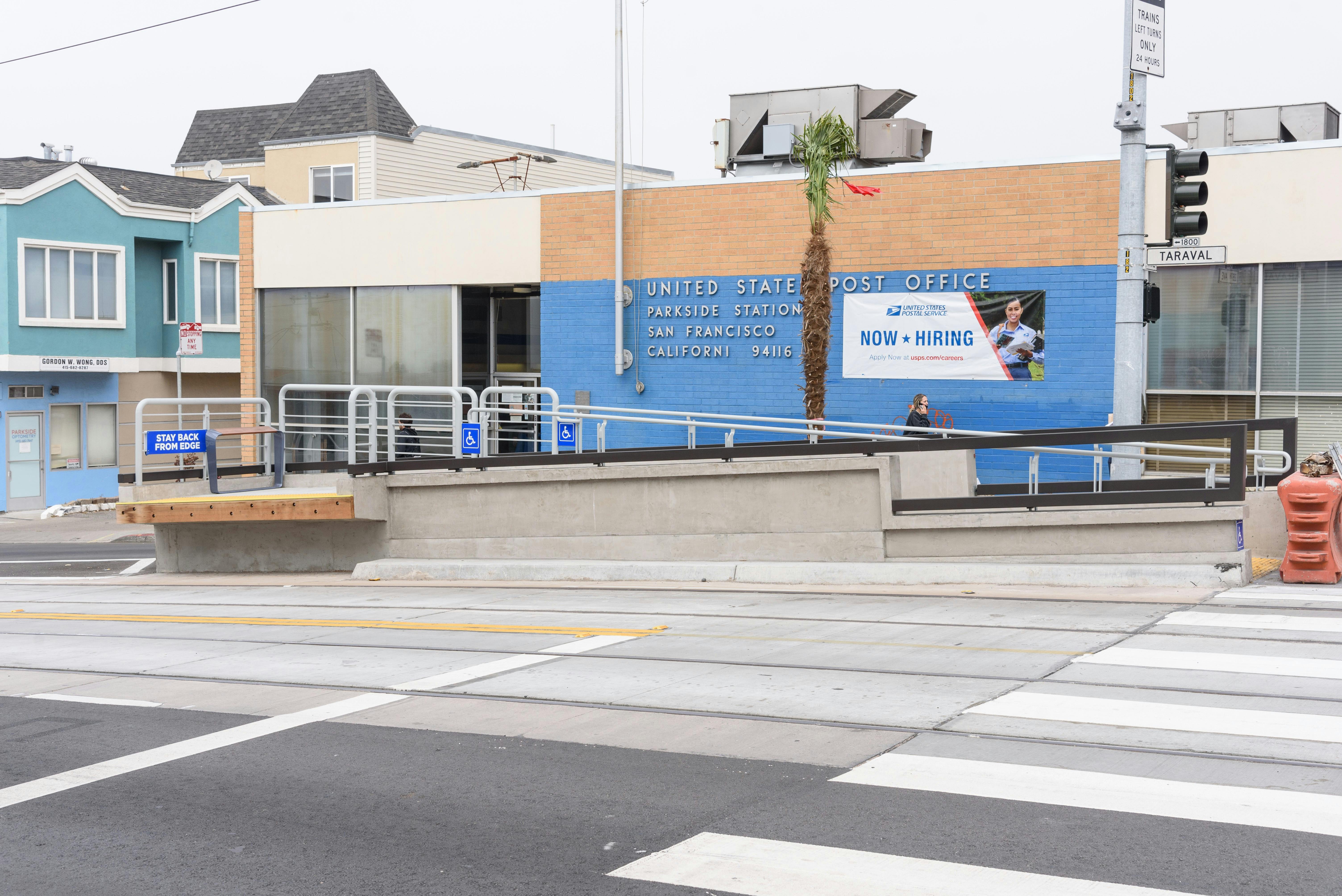 ADA ramp at a surface-level light-rail station