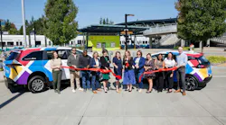 King County Metro Transit officials celebrate the launch of Metro Flex in Redmond, Wash.