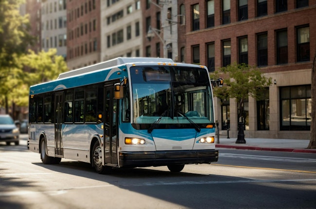 electric bus drives down street