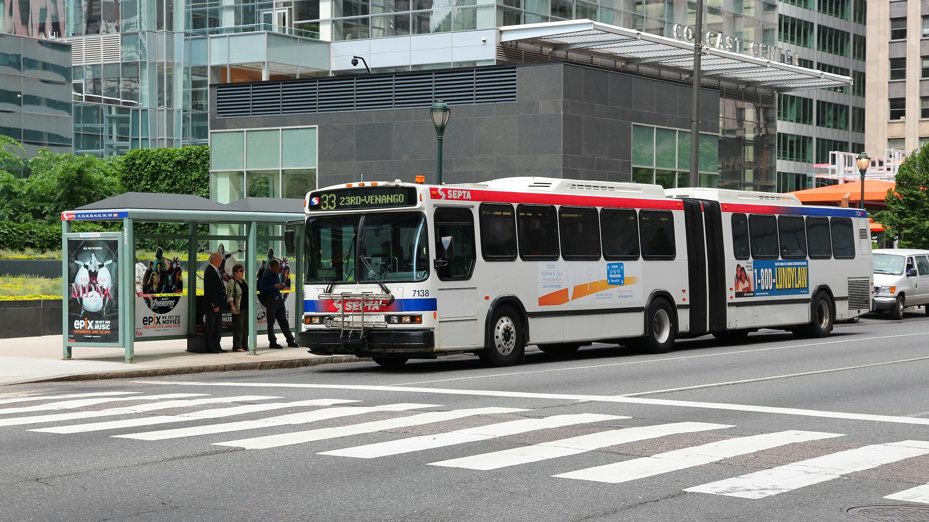 A Southeastern Pennsylvania Transportation Authority articulated bus.