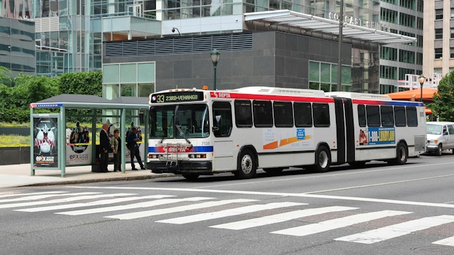 A Southeastern Pennsylvania Transportation Authority articulated bus.
