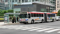 A Southeastern Pennsylvania Transportation Authority articulated bus. A Southeastern Pennsylvania Transportation Authority articulated bus.