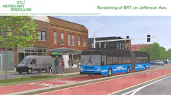 A rendering of the Greeen Line Project bus rapid transit on Jefferson Avenue.