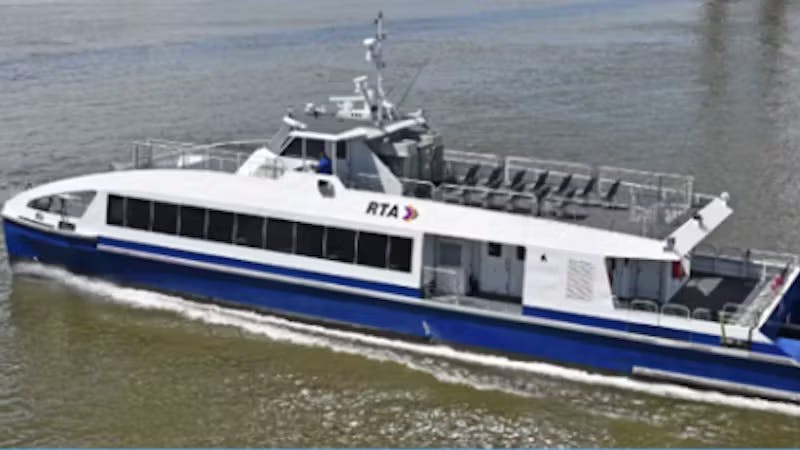 An NORTA ferry travels on the water.