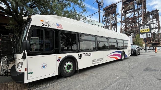 A new New Jersey Transit bus.