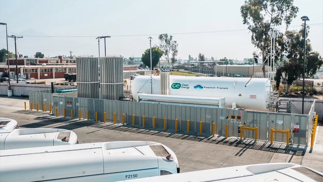 The image displays a hydrogen storage tank for the new site.