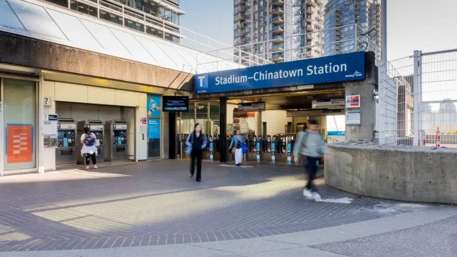 A rendering of the Stadium&ndash;Chinatown SkyTrain Station.