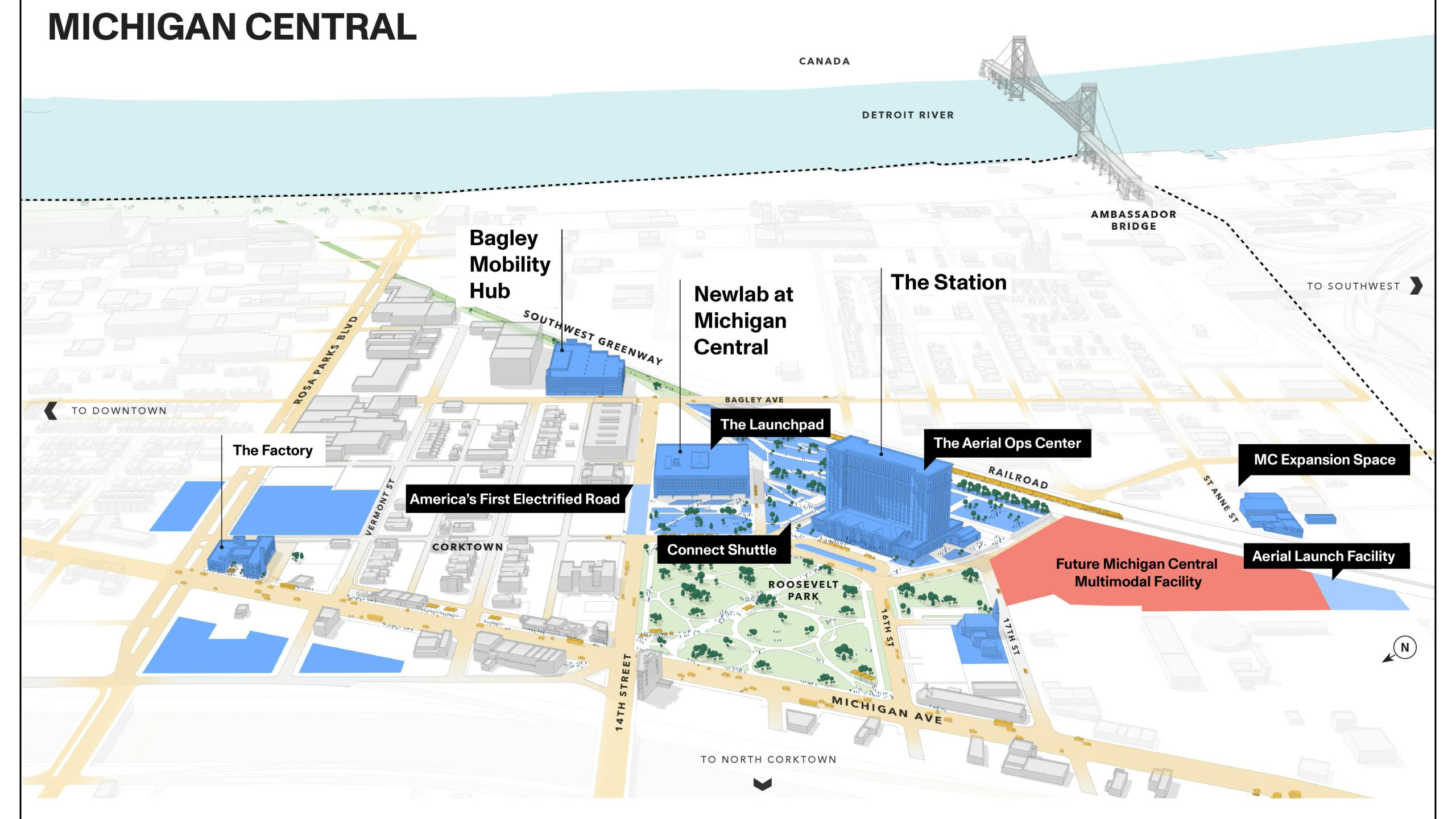 The image displays a rendering of the proposed transit hub project.
