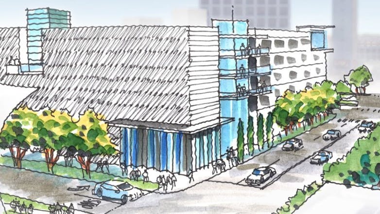 A rendering of the proposed San Diego Metropolitan Transit Systems' transit-oriented development.