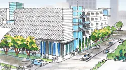A rendering of the proposed San Diego Metropolitan Transit Systems' transit-oriented development.