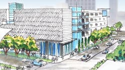 A rendering of the proposed San Diego Metropolitan Transit Systems' transit-oriented development. A rendering of the proposed San Diego Metropolitan Transit Systems' transit-oriented development.