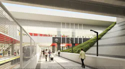 The image shows a rendering of a possible interior of a future station.