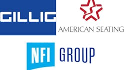 GILLIG, American Seating and NFI logos. GILLIG, American Seating and NFI logos.