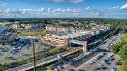The image shows an aerial view of the new parking garage. The image shows an aerial view of the new parking garage.