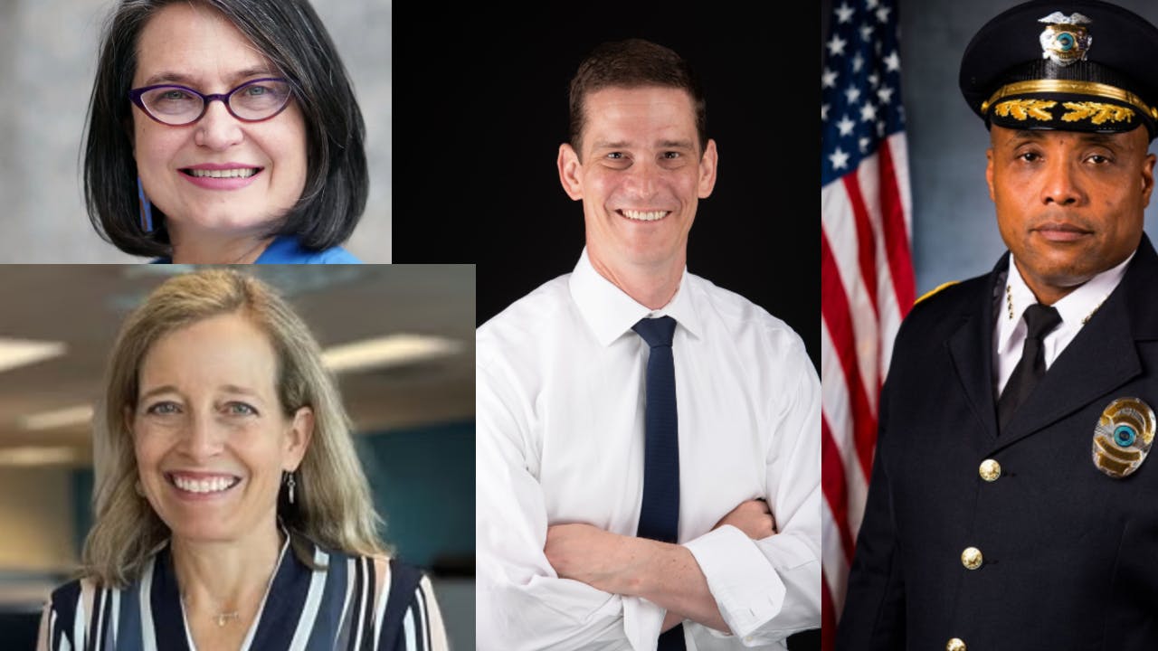 Beth Osborne (top left), Anna Lynn Smith (bottom left), Benjamin Limmer (middle) and RenEarl Bowie (right).