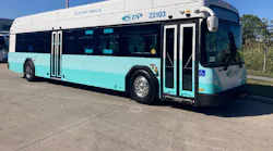 A Pinellas Suncoast Transit Authority electric bus in 2023.