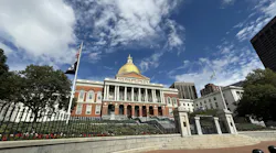 A wide shot of the Massachusetts State House.