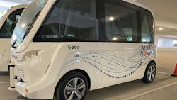 Beep shuttles in a parking garage in Laureate Park, Lake Nona, Orlando, Florida. Beep shuttles in a parking garage in Laureate Park, Lake Nona, Orlando, Florida.