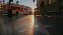 An L.A. Metro bus at night.
