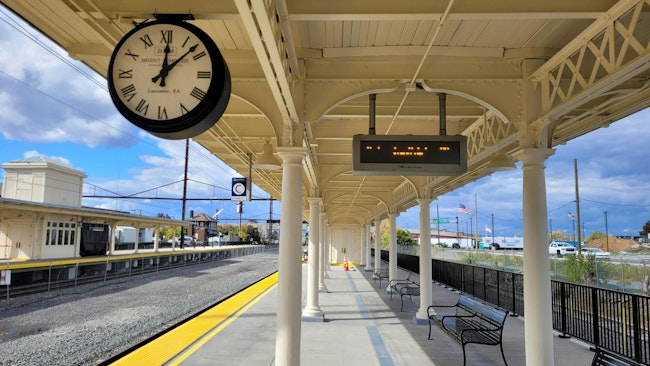 The image shows both upgraded platforms at the station.
