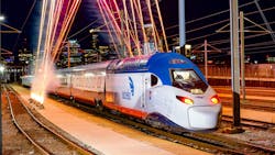 An Amtrak Acela Train. An Amtrak Acela Train.