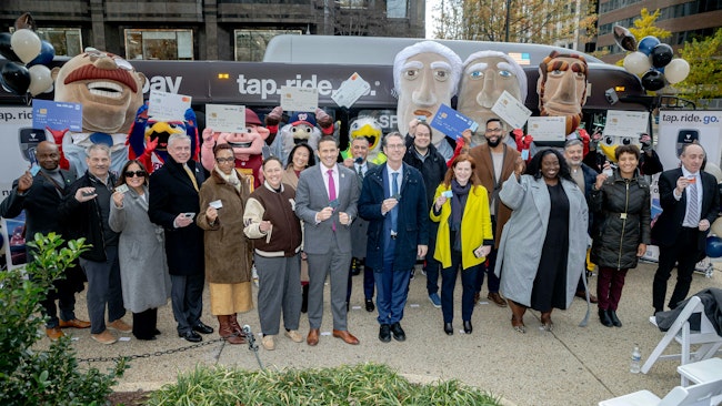 WMATA and local leaders gathered to make the first tap on a Metrobus.