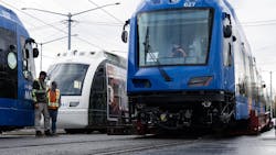 The final TriMet Type 6 MAX train arrived at the Ruby Junction Rail Operations Facility. The final TriMet Type 6 MAX train arrived at the Ruby Junction Rail Operations Facility.