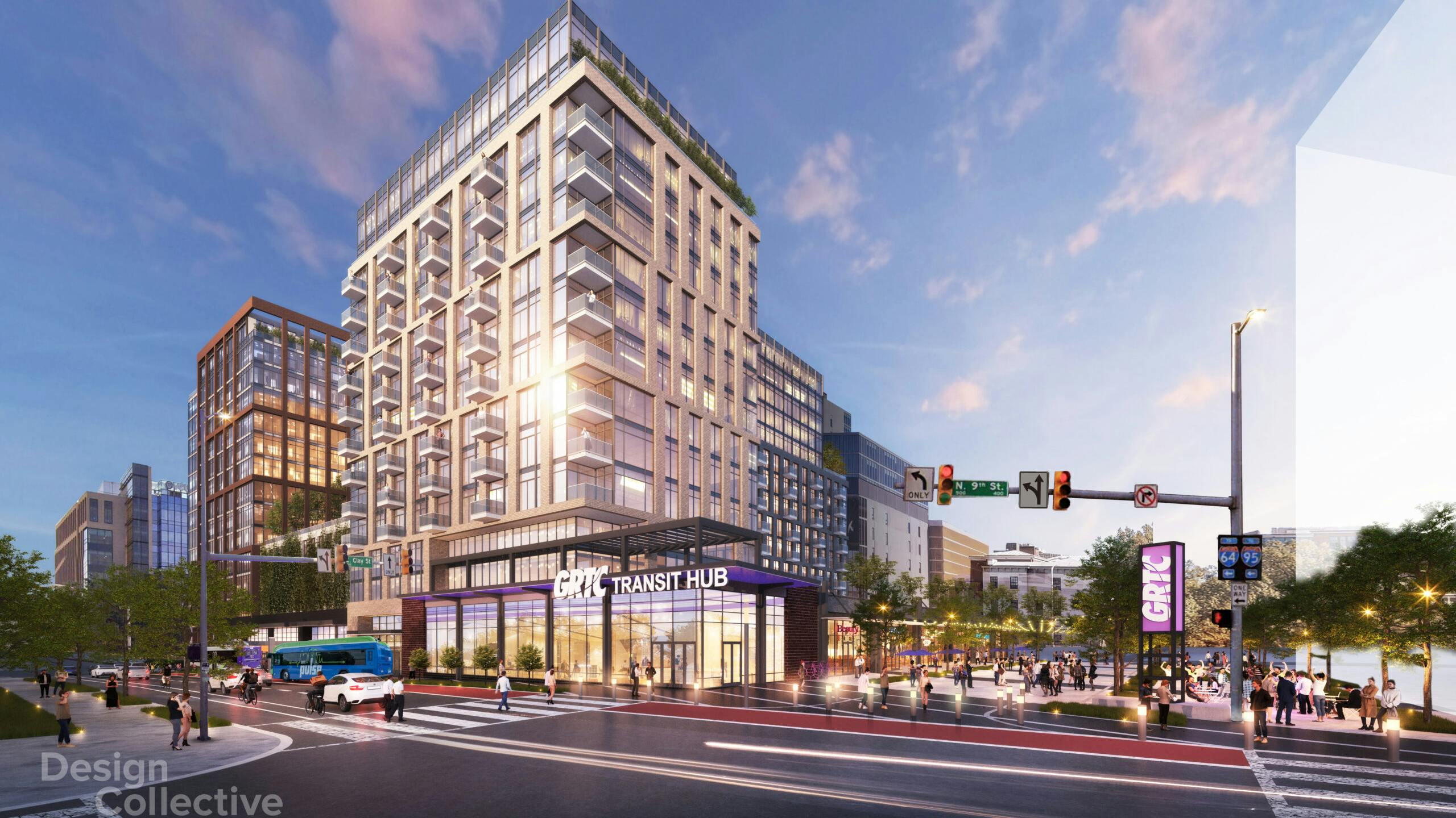 The image shows a rendering on the future, built-out transfer hub.