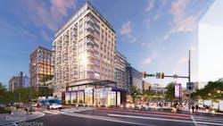 The image shows a rendering on the future, built-out transfer hub. The image shows a rendering on the future, built-out transfer hub.