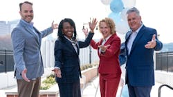 Local leaders gathered to celebrate the project. Local leaders gathered to celebrate the project.