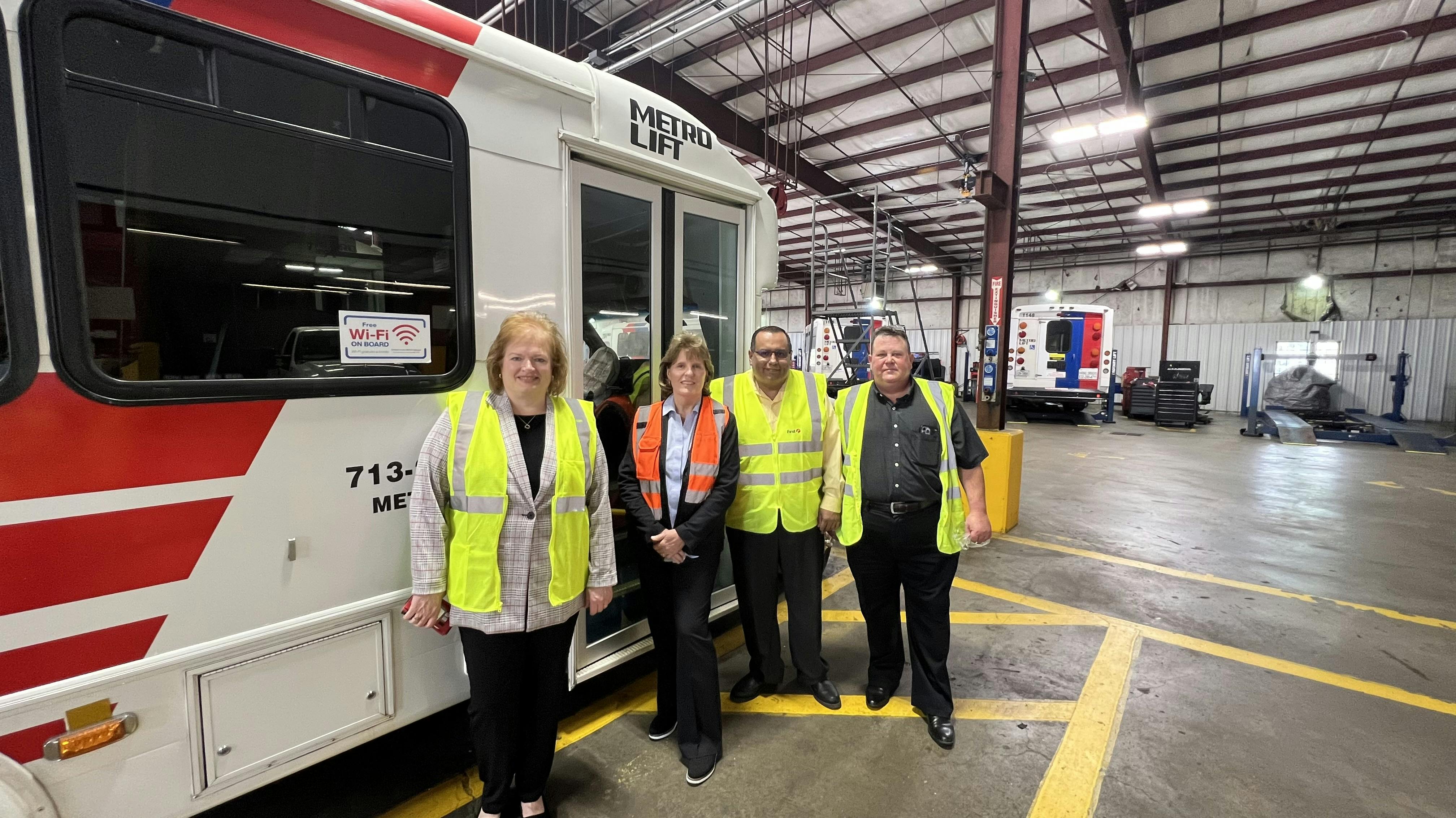 Transdev CEO Laura Hendricks with members of Metro Lyft in Houston, Texas.