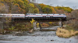 An Amtrak train moves down the Lake Shore Limited Line.