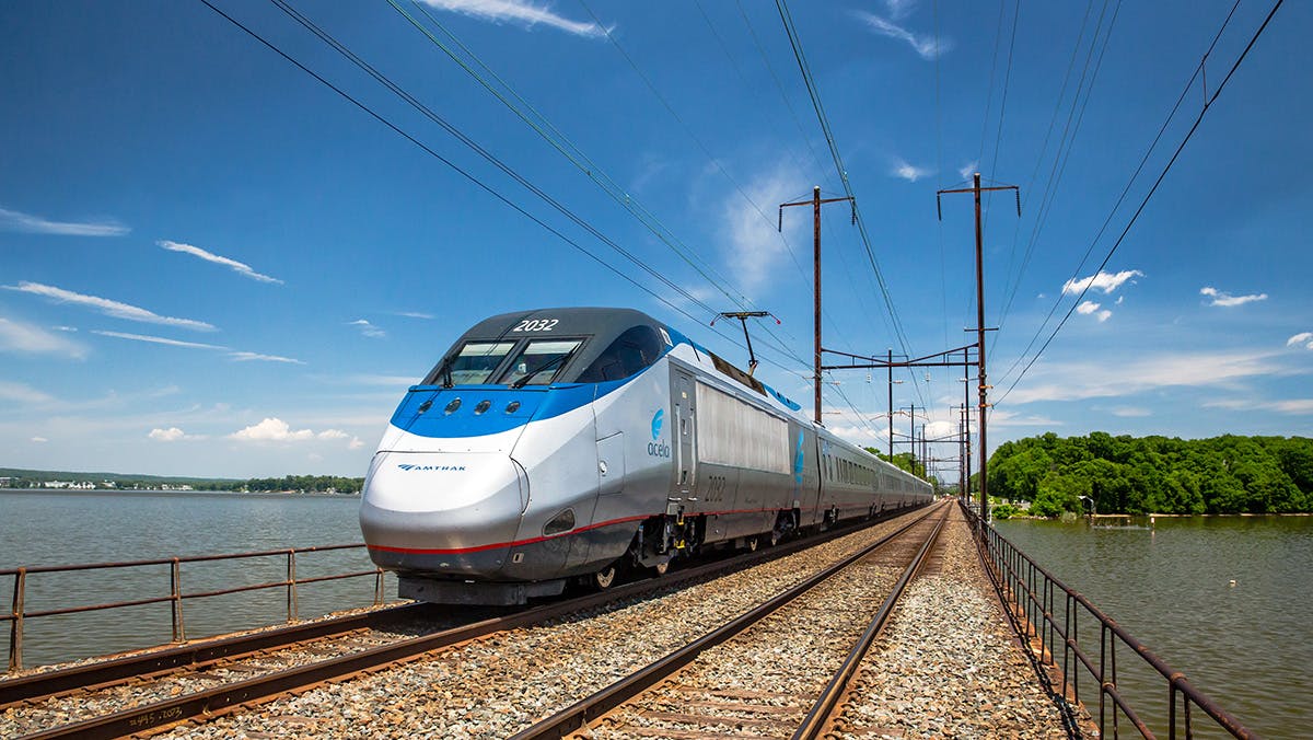 An Amtrak Acela train.