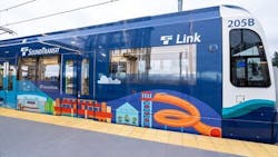 A Sound Transit Federal Way 1 Line Link Extension train. A Sound Transit Federal Way 1 Line Link Extension train.