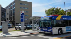 A Metro Transit bus approaches a stop.
