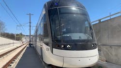 A vehicle along the Eglinton Crosstown LRT project for testing. A vehicle along the Eglinton Crosstown LRT project for testing.