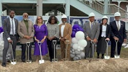 Local leaders insert shovels into dirt to signify the groundbreaking on the project. Local leaders insert shovels into dirt to signify the groundbreaking on the project.