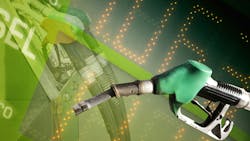 The image shows a graphic of a gas pump overlaid on top of a price board. The image shows a graphic of a gas pump overlaid on top of a price board.