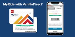 The image shows a graphic of the new VanillaDirect card and the updated MyRide app with a VanillaDirect barcode. The image shows a graphic of the new VanillaDirect card and the updated MyRide app with a VanillaDirect barcode.