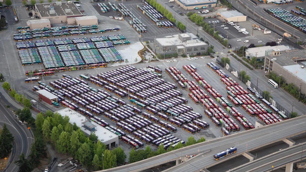 The image shows an aerial view of the yard facility.