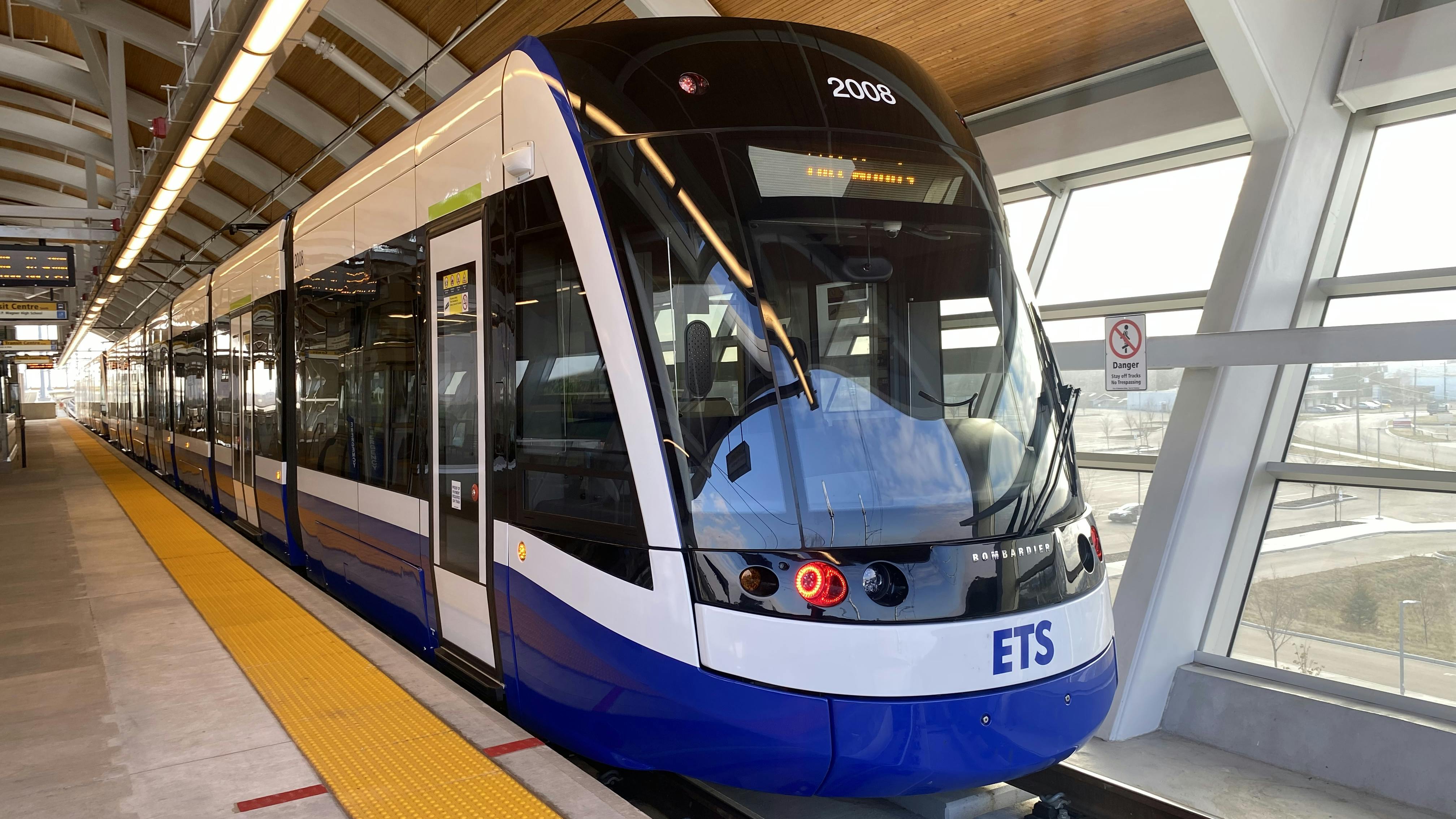An Edmonton Valley Line Southeast light-rail vehicle.