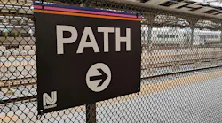 The image displays a sign for PATH train service.